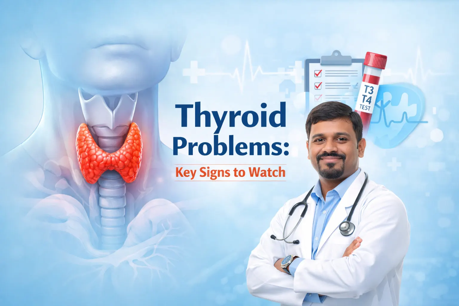 19 Signs of thyroid problems symptoms infographic
