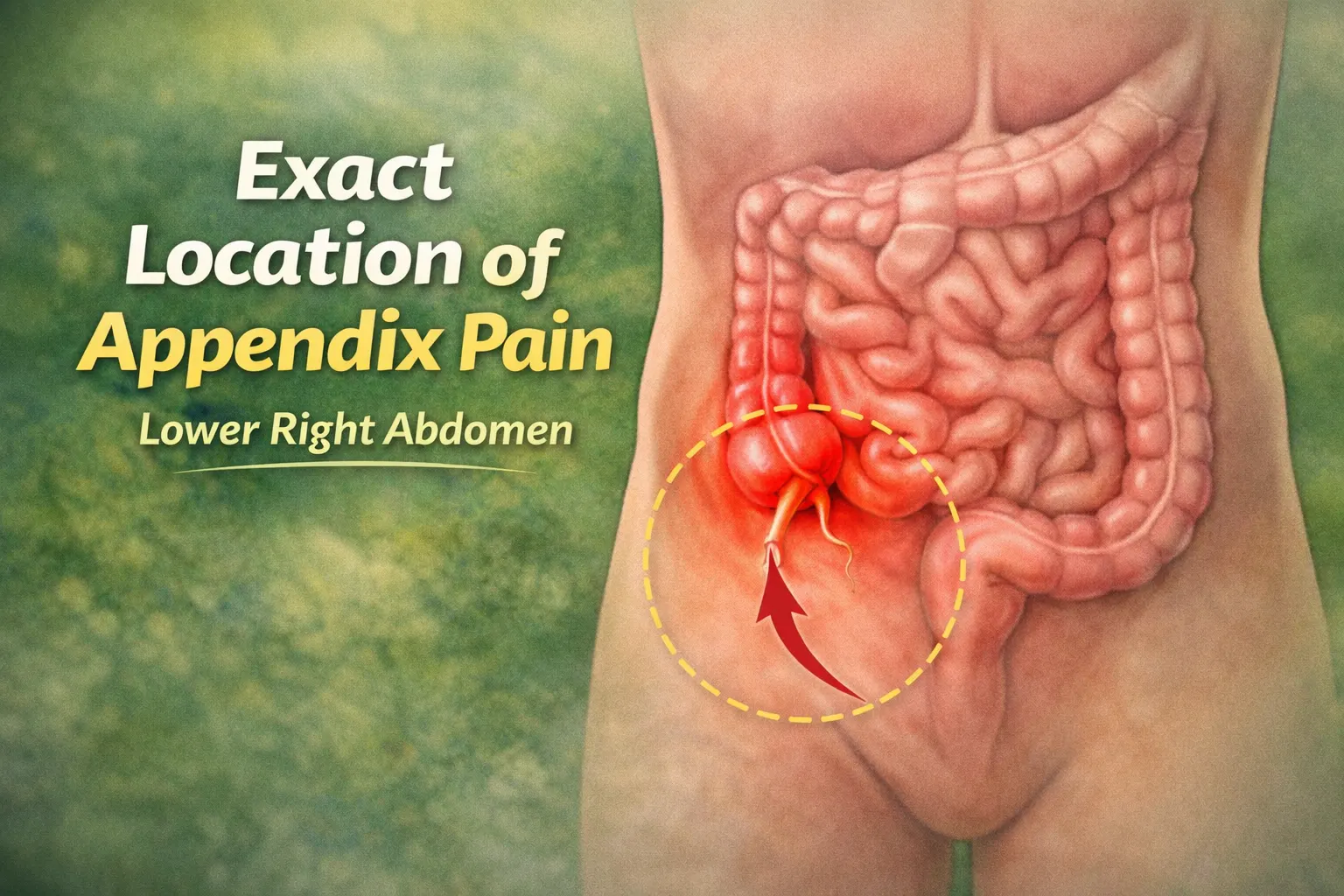exact location of appendix pain lower right abdomen diagram