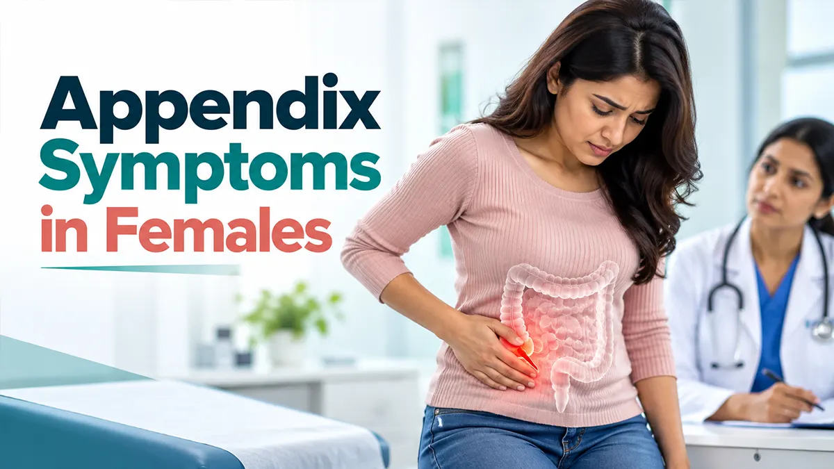 Appendix symptoms in females with lower right abdominal pain and medical assessment