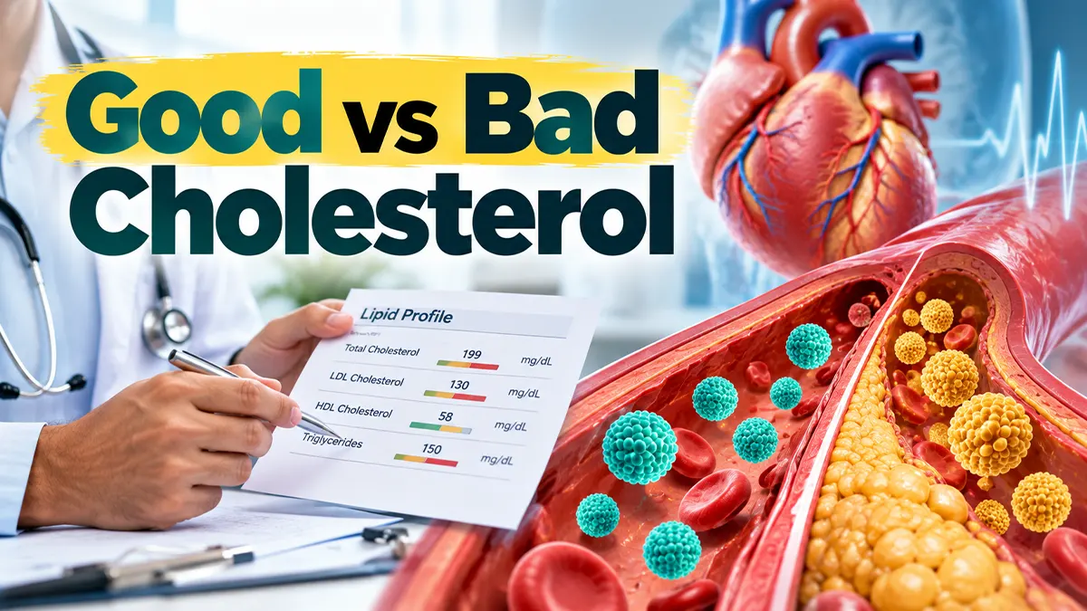 Good vs bad cholesterol showing HDL and LDL