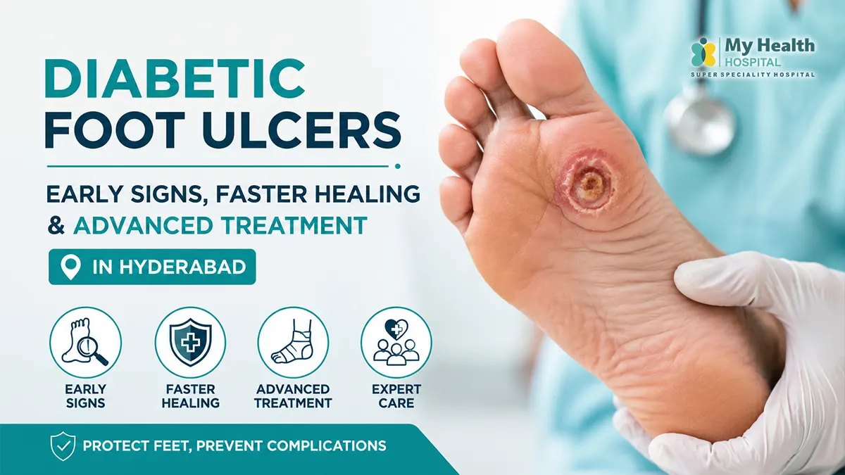 Diabetic foot ulcer symptoms treatment and prevention guide showing advanced wound care and early warning signs in Hyderabad