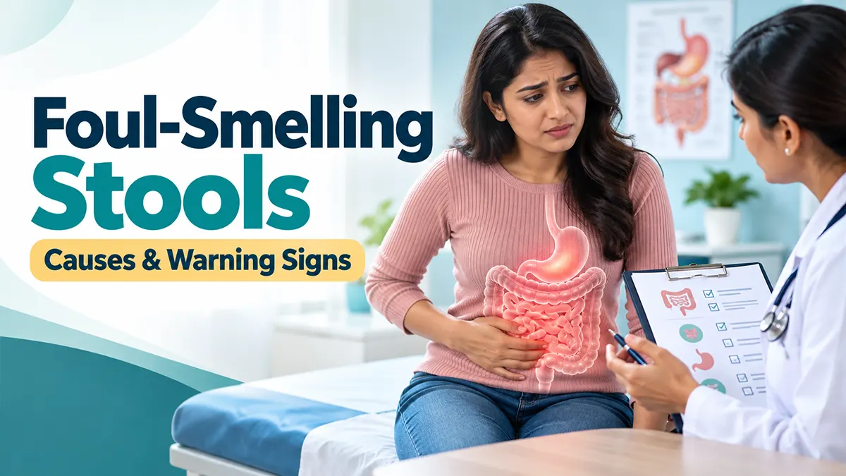 Foul-smelling stools and possible digestive disorders being discussed during a medical consultation