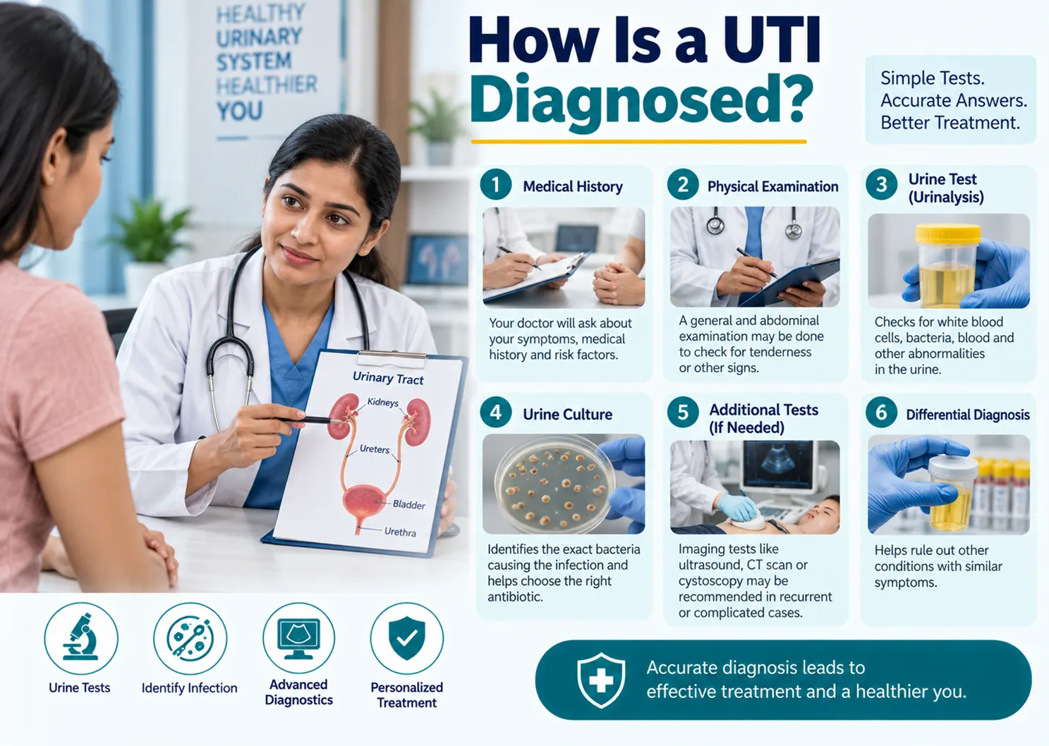 Urinary tract infection investigations and diagnosis