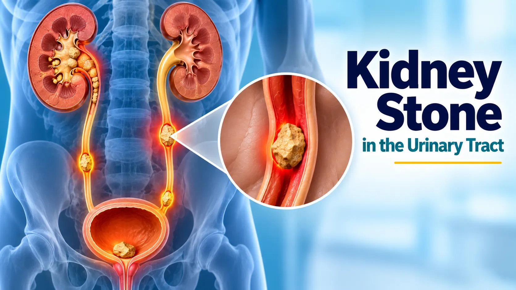 Kidney stone in the urinary tract