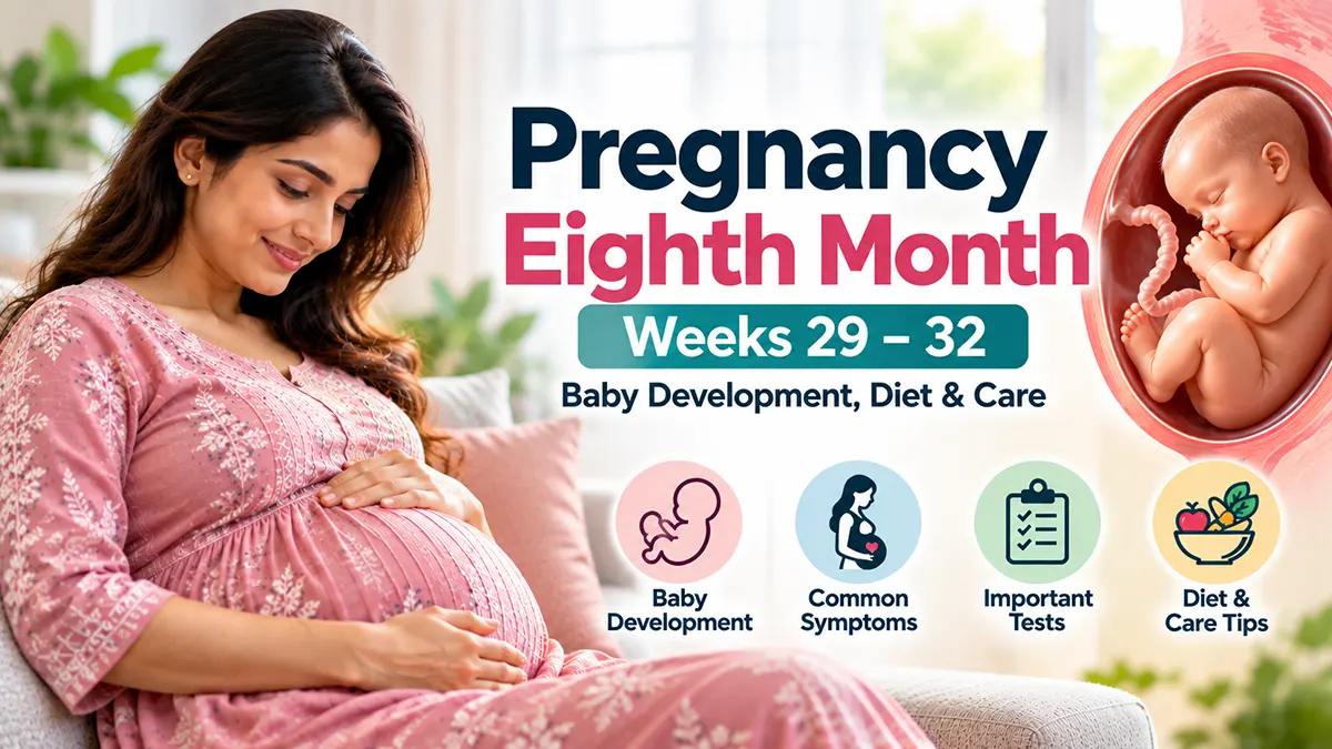 Pregnancy eighth month weeks 29 to 32 baby development diet and care