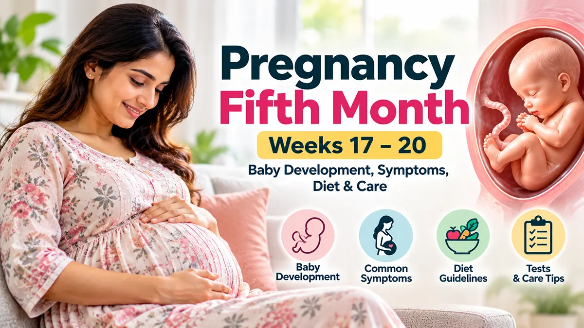 Pregnancy fifth month weeks 17 to 20 baby development symptoms diet and care