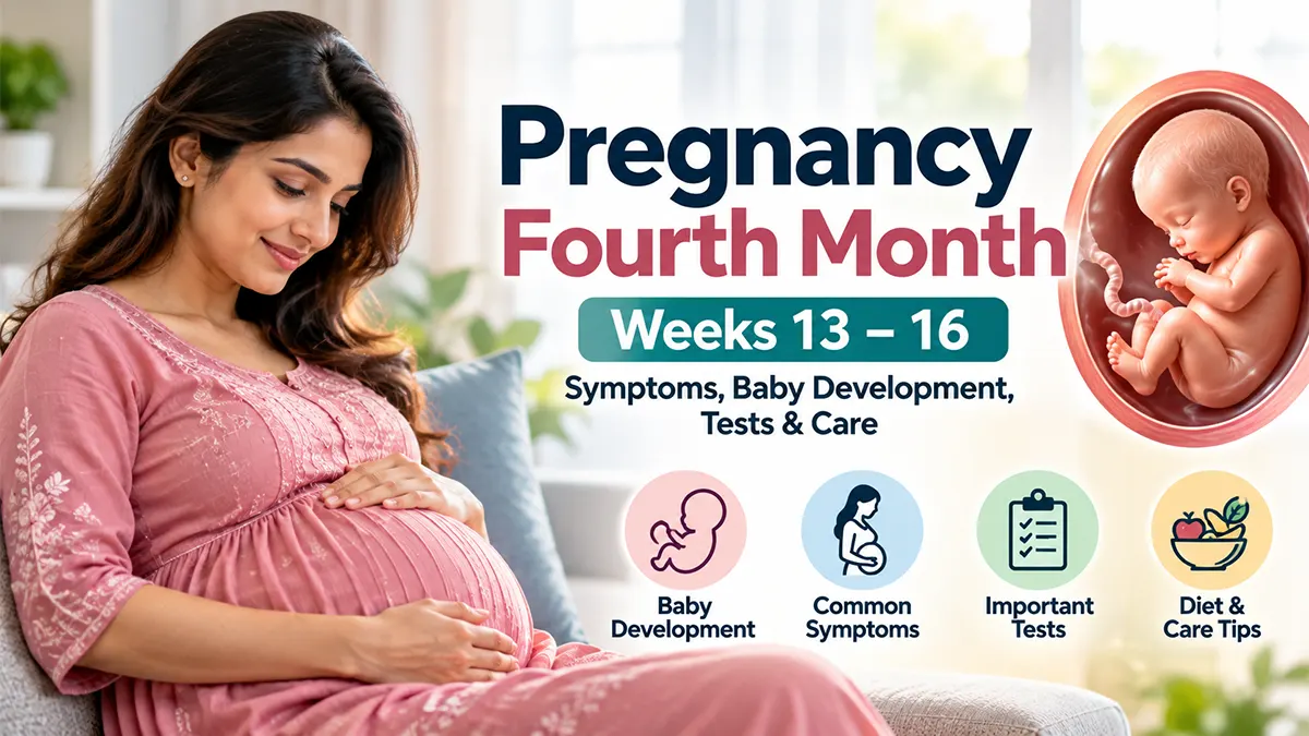 Pregnancy fourth month weeks 13 to 16 baby development symptoms tests and care
