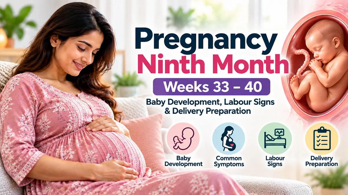 Pregnancy ninth month weeks 33 to 40 baby development labour signs and delivery preparation