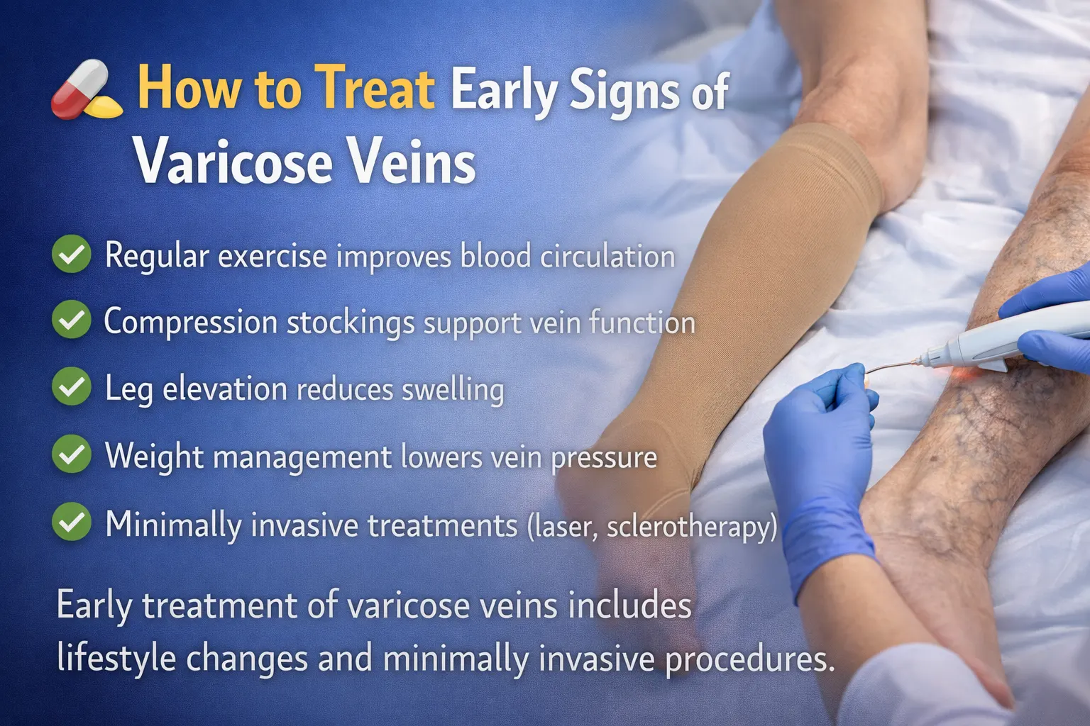 early varicose veins treatment compression stockings exercise laser treatment